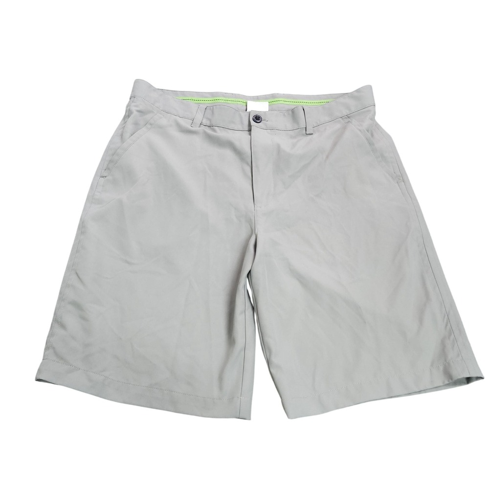 Izod Golf Mens Performance Flat Front Shorts Light Gray Size 36 Activewear